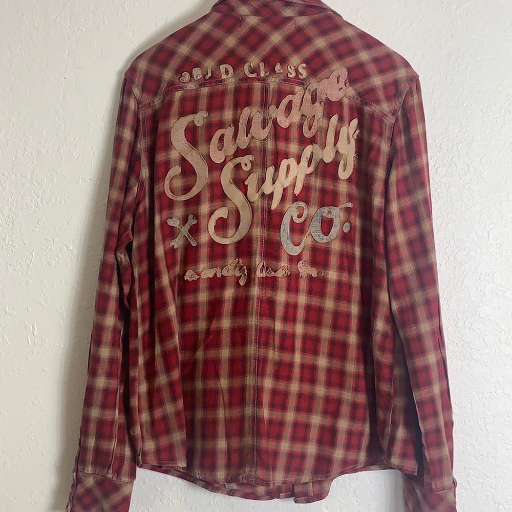 Salvage patchwork snap button top